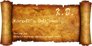 Korpás Dénes névjegykártya